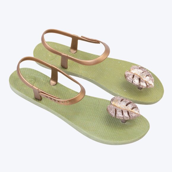 ZHOELALA — Sandals Comfort "TROPICAL LEAVES" • Olive Green - Picture 2 of 8